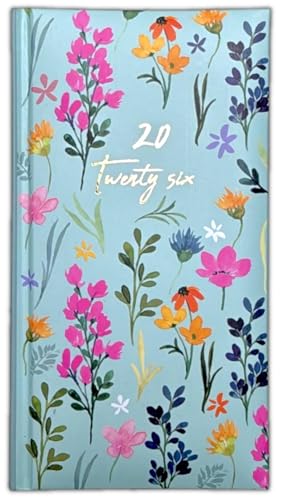 PaulStore 2026 Slim Line Week To View Diary Vintage Floral Diary Executive Design (Black)