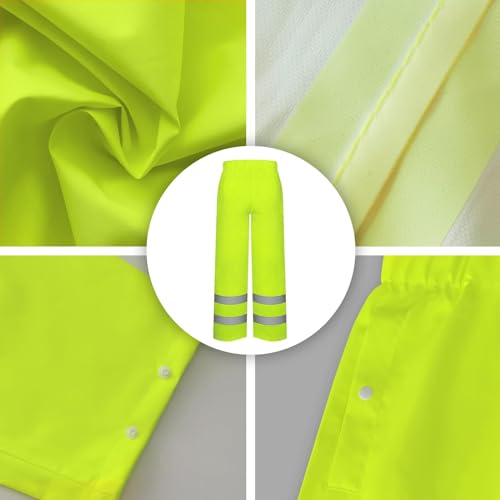 Image of TCCFCCT Hi Vis Rain Pants Rain Suits for Men Waterproof, High Vis Rain Pants with Hood, High Visibility Rain Gear for Safety Work, Class 3 Reflective raincoat for Outdoors, L-XL Yellow P