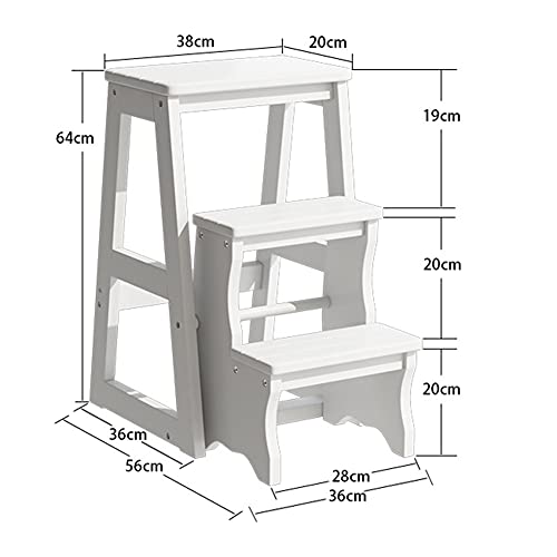 Taburete plegable de madera con 2 escalones anchos para cocina 8