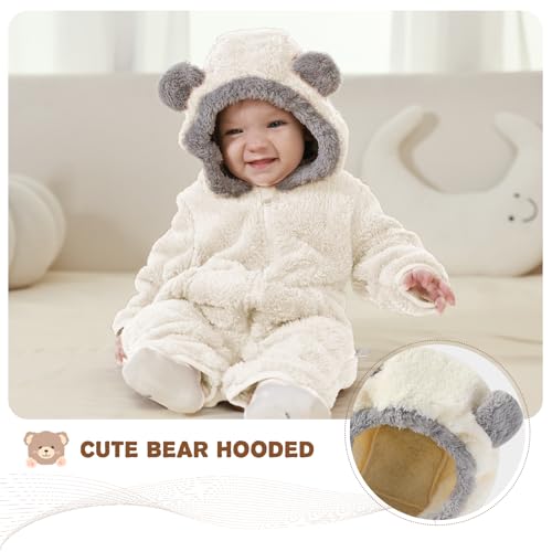 XIFAMNIY Newborn Winter Snowsuit Baby Bear Outfit Fleece Warm Jumpsuit Outwear Romper Clothes for Infant Girls Boys4