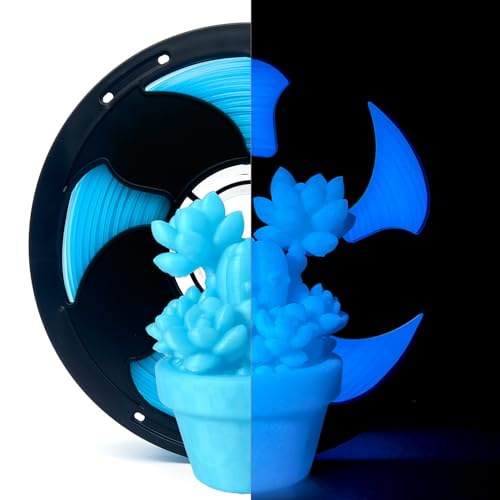 Image of Glow in Dark Blue PLA 1.75mm 1kg Spool Bright Luminous 3D Printer Filament | Glow in the dark Luminous blue Bright night printing Hide layer lines Low warping No tangle 1kg spool 2.2lbs for Bambu Prusa