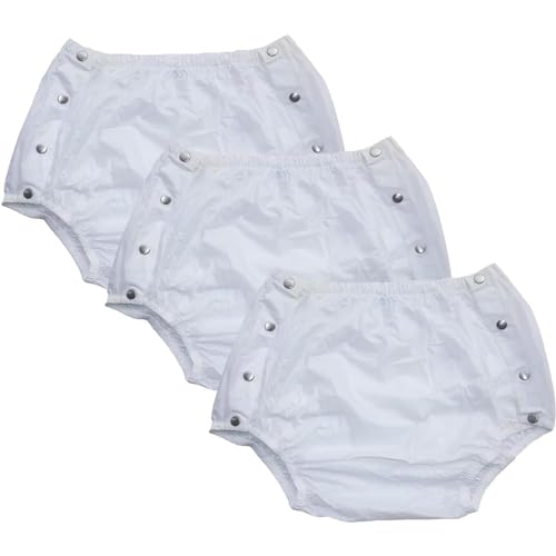 TAPIVA Adult Incontinence Pull-On Plastic Pants?PVC Plastic Pants, 3-Piece PVC Waterproof Pants, Adult Diapers, Adult Incontinence Pants?Reusable, Suitable for All Men and Women