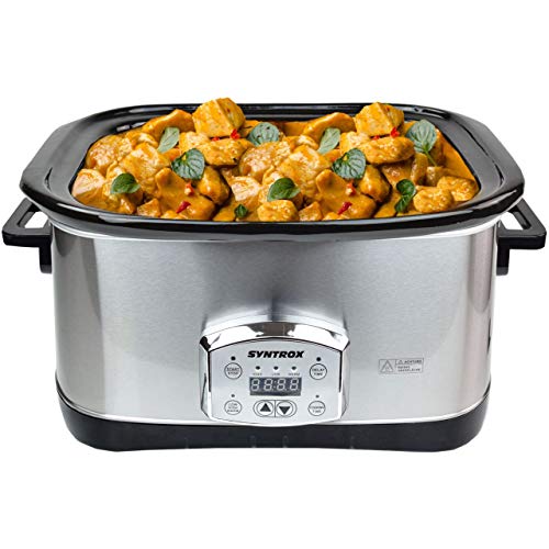 Syntrox Germany 7,5 litros de acero inoxidable digital Slow Cooker con temporizador, función de...