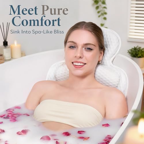 Bath Pillows for Tub Comfortable Bathtub Cushion for Head and Neck with Soft 3D Mesh Fabri - image 2