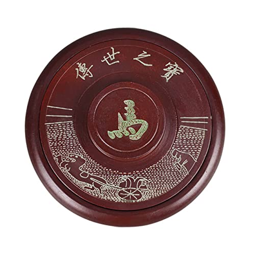 Pierre à encre ronde calligraphie chinoise surface lisse avec couvercle