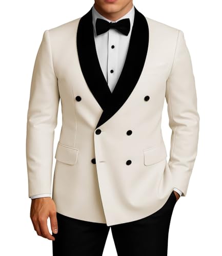 Mens Tuxedo Jacket Slim Fit Double Breasted Suit Blazer Jacket Formal Dinner Prom Wedding