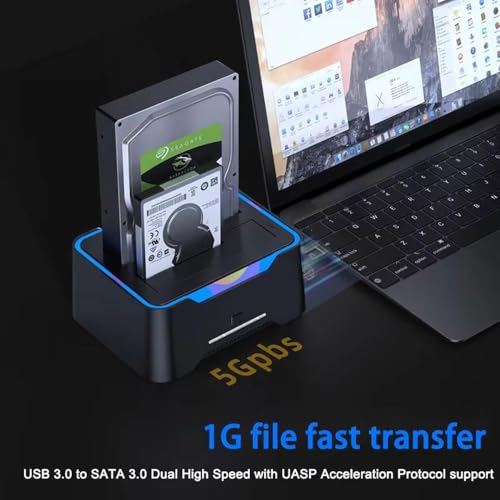 Image of ETZIN RGB SATA to USB 3.0 Hard Drive Docking Station with Offline Clone Function USB 3.0 SATA Dual Bay RGB Lamp Effect Hard Disk 2.5 /3.5 Inch Docking Station for Clone HDD SSD Used External