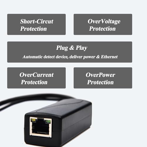 Image of PoE Splitter 2.5G 36W 12V /3A, DC 5.5 * 2.1mm Plug PoE to DC 12V /3A Output, 2.5G Ethernet Comply IEEE802.3bt, Plug and Play (PS5712BG) (Pack of 2)