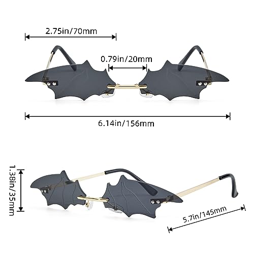 American Trends Bat Sunglasses Fire Flame Sunglasses for Women Men Funky Rimless Eye Glasses for Halloween Party4