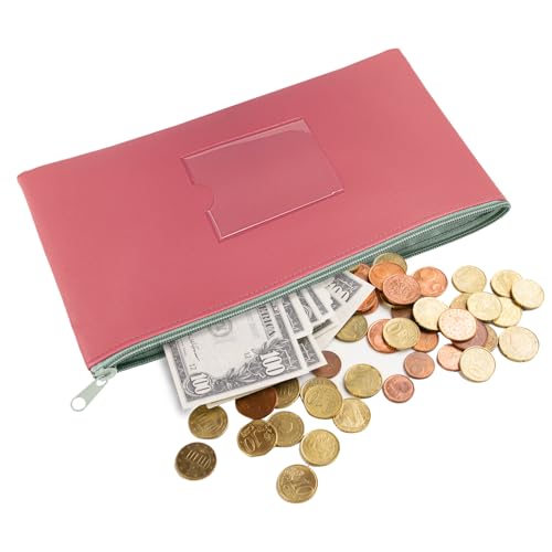 Sinzip 4 Pack Bank Deposit Money Wallet, Heavy Duty Leatherette Security Zipper Wallet with Clear Window, Coin Bag, Cash Bag, Tool Pouch, Assorted Colors - Thumbnail 3