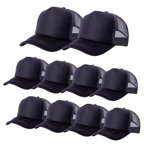 Image of 10 Pack of Blank Trucker Hat Bulk Mesh Cap Men and Women Baseball Cap DIY Graffiti Hot Stamping Duck Tongue Cap