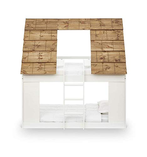 Ti Amo Taos Cabin Bunk Beds for Kids with Ladder, Twin Bunk Bed House, Two-Toned White/Brown, One Size