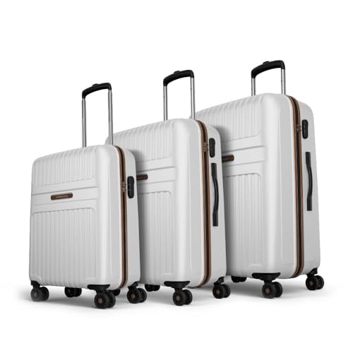 Aristocrat Atlas Set of 3 (Cabin+Medium+Large) Hard Case Trolley Bags, White