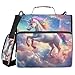 Boccsty Unicorn Rainbow Hair Zipper Binder 3 Ring Binders Expanding File Folder Multi-Pocket Zipper Binder Organizer for School Shoulder Strap and Handle
