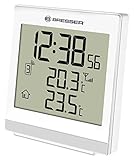 Eine schlicht gehaltenes Funk-Thermometer mit Uhrzeit und Innen und Außentemperaturanzeige Auf dem großen und strukturierten Display haben Sie alle wichtigen Werte im Blick
