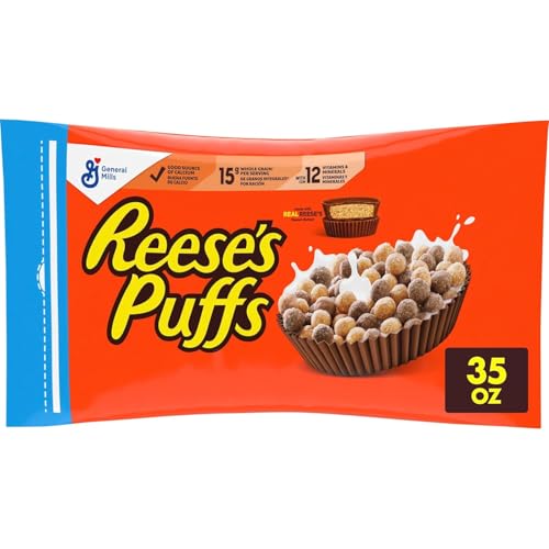 REESE'S PUFFS Chocolatey Peanut Butter Cereal, Kid Breakfast Cereal Bag, 35 oz image 1