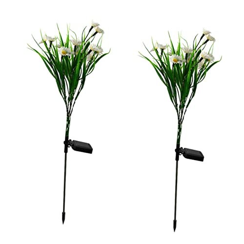 GALPADA 2pcs LED Flowers Lights Patio Decorative Garden Lights Step Gardens Pathway Flicker Decoration Landscaping Sidewalk Stake Outdoor Solar Lights Solar LED Flower Light White