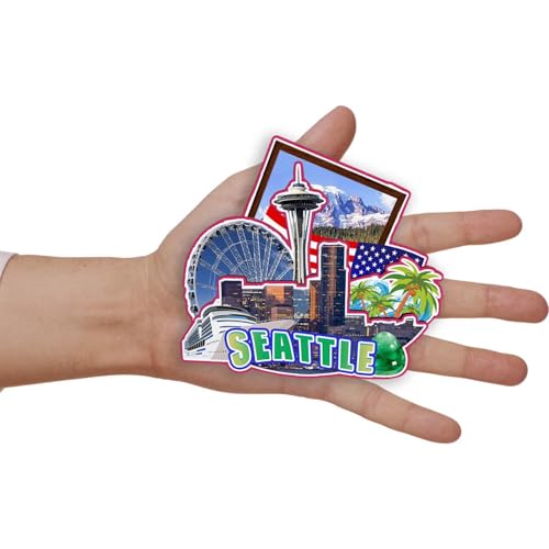 Imán decorativo de madera para viaje a Seattle miniatura 4