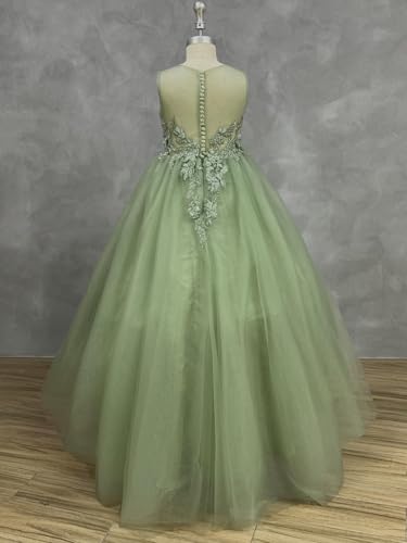 dideyttawl Lace Appliqued Flower Girl Dress Tulle Embroidery Strapless Full Length Pageant Dress Birthday Party Ball Gown4