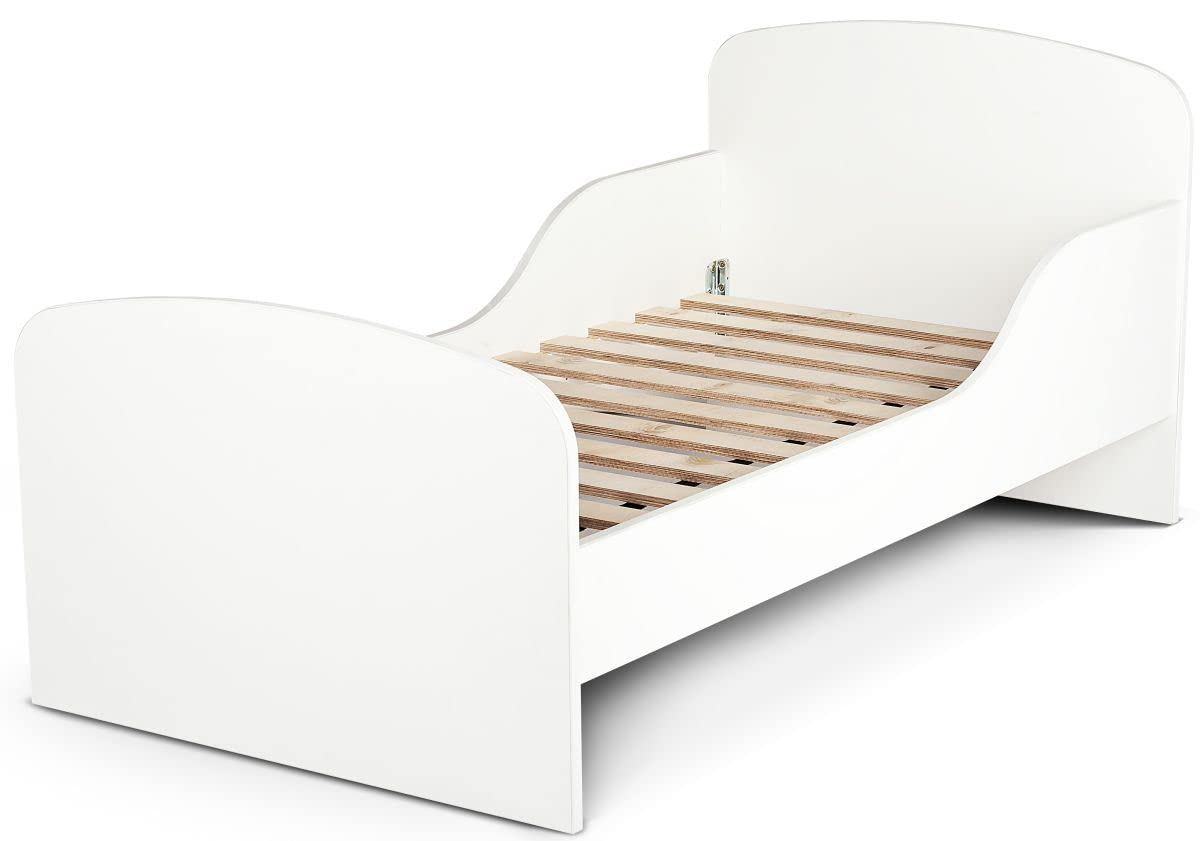 leomark Letto per bambini in legno, cassetto e materasso, rete a doghe, mobili per bambino, magnifiche stampe, dimensioni del materasso 140 x 70 cm, colore bianco con motivo: GIUNGLA