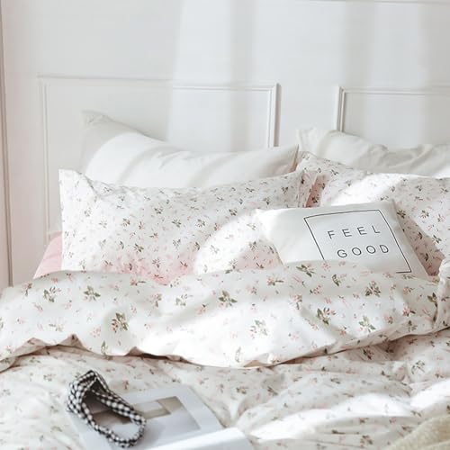 mixinni Girl Comforter Set Twin XL Pink White Flower Leaf Print Bedding Sets, Cute Floral Bedding Comforter Sets for All Seasons-(1 Comforter+2 Pillow Shams)-Twin XL Size by mixinni - Used condition - Image 6