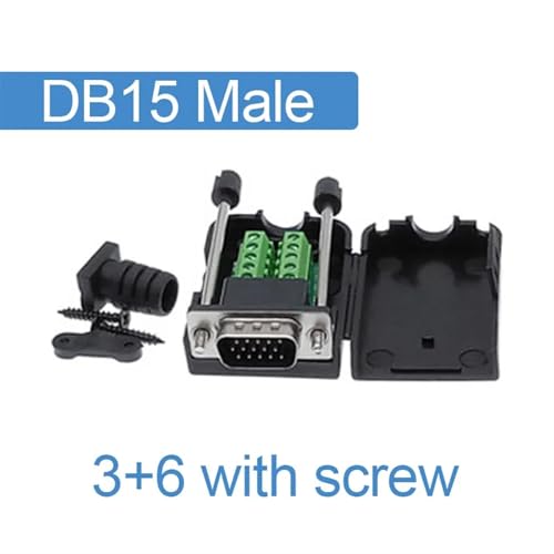 Bornier D-SUB DB15 mâle de précision à 3 rangées et 15 broches avec vis et écrou - 3