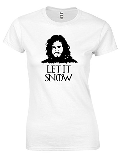 Image of JLB Print Let IT Snow Fantasy Fiction TV Show Inspired Premium Quality Fitted T-Shirt Top for Women and Teens White