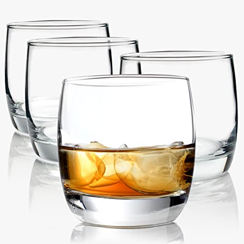 Whiskey Glasses Set Of 4, Crystal Bourbon Glasses Set Of 4, Old Fashioned Glasses Tumblers, 11 Oz Unique Rock Glasses Luxury For Drinking Scotch Bourbon Whisky Cocktail, Gift For Men Women At Home Bar #TOP8