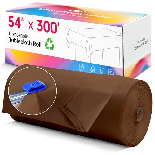 Image of Plastic Table Cloth Disposable, 54In X 300F Table Cover Roll Waterproof