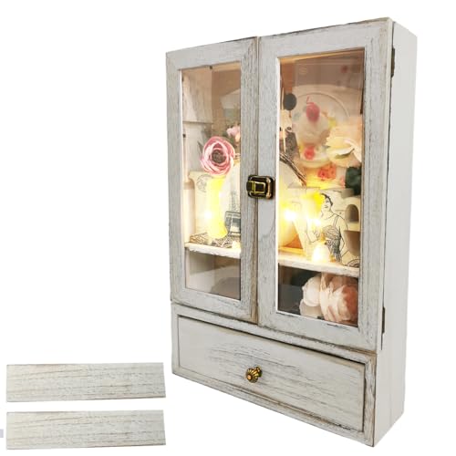 LITAITAI Shadow Box 11x16,with 1 Drawer,3 Detachable Shelves,Shadow Box Frame Suitable for Displaying Dried Flowers,Photos,Tickets,Handicrafts,Keepsake,Wedding (White)