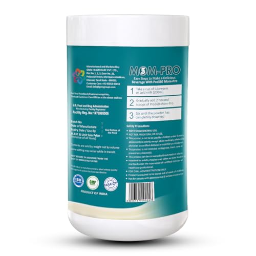 Image of Pro360 MOM-Pro Protein Powder Nutritional Supplement for Pregnant & Lactating Women - Complete Maternal Nutrition during Pregnancy - French Vanilla Flavor - 200G