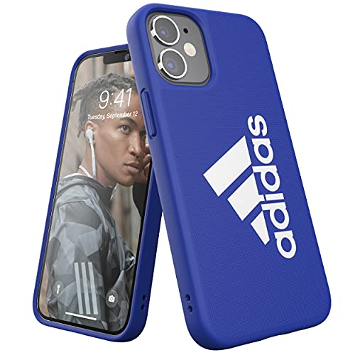 adidas Case Designed for iPhone 12 Mini 5.4, Sports Iconic, Drop Tested Cases, Shockproof Raised Edges, Sports Protective Case, Blue