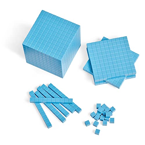 Image of ETA hand2mind Blue Plastic Base Ten Blocks, 161-Piece Starter Set