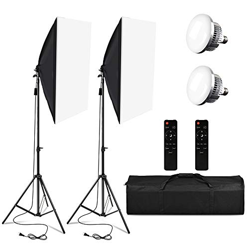 Juego de iluminación de softbox profesional con trípode de luz 2 m, 3200-5500 K, lámpara LED triple mando a distancia para retrato y vídeo