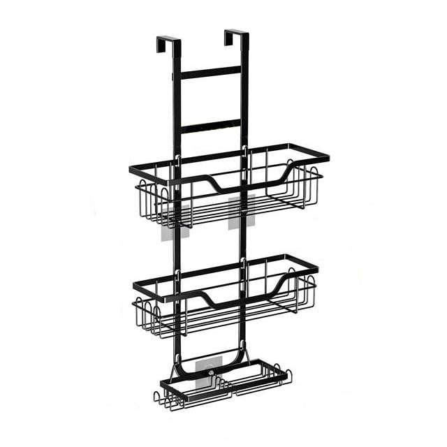 GLigeT Bathroom Shelves Over Shower Door Caddy 3-Tier Hanging Shower Shelf with 2 Soap Holders and 22 Hooks