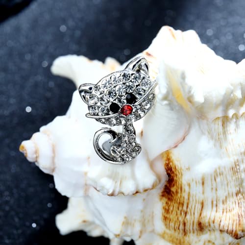 Image of Cute Cat Collar Brooch Pin for Women Girls Rhinestone Cubic Zirconia Kitten Animal Pet Lapel Pin Dress Hat Coat Backpack Badge Accessories Brooches Pins Dainty Jewelry Gifts Christmas