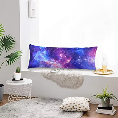 Galaxy Body Pillow Cover Outer Space Nebula Universe Star Night Starry Sky Blue Purple Cushion Long Pillowcase With Zipper Decorative Soft Bedding Pillow Cases Large Pillow Covers For Couch 20"X54" #TOP3