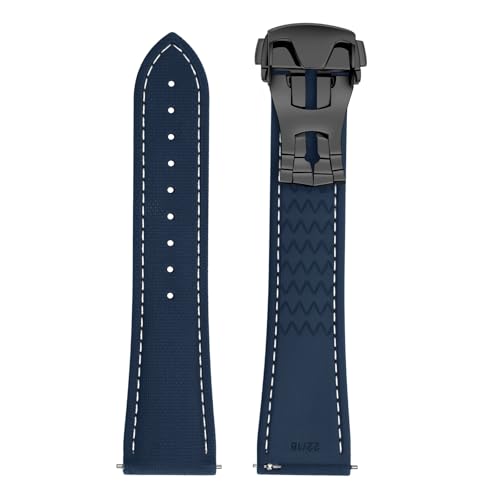 ULLCHRO Watch Strap Watch Band 20mm 22mm Man Waterproof Quick Release Bands Sport Replacement Strap Soft FKM Rubber Watchband (22mm, Navy Blue) by ULLCHRO - Used condition - US$25.02