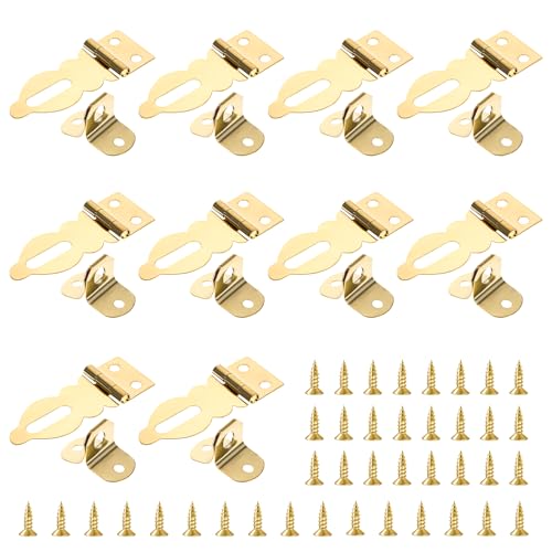 10 Pcs Mini Padlock Hasp Decorative Hasps Gold Metal Latch with Screws for Wooden Box Jewelry Box Suitcase Furniture Buckle Lock