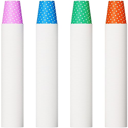 500 Pack 5oz Paper Cups Multicolor Paper Disposable Cups Small Mouthwash Cups Cold Beverage Drinking Cup for Party Travel and Event (Dots)