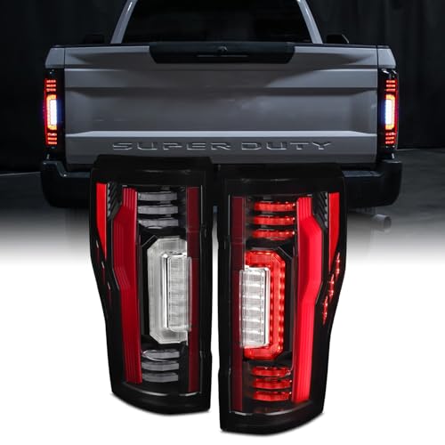 AKKON - Fit 2017 2018 2019 Ford F250 F350 F450 Superduty 17-19 Full LED Tail Lights Rear Brake Signal Lamp Driver Passenger Side Black Lens Replacement