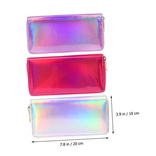 TENDYCOCO Female Clutch Bag Iridescent Women's Wallet Zipper Coin Pocket ID Slot Stylish Silver Long Wallet2