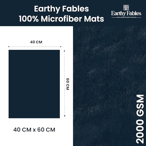 Image of Earthy Fables Feather Microfiber Rug /Mat, Thick, Quick Dry, Anti-Skid, Non-Slip, Machine Washable Floor Rug, Door Mat for Kitchen, Bedroom, Living Room, 60 x 40 cm - Navy