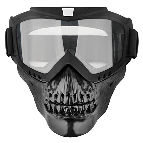 Máscara de cráneo para motocicleta con máscara facial extraíble, gafas de carreras para motocicleta, ATV, motocicleta, moto y Mx gafas (lente transparente) Cover