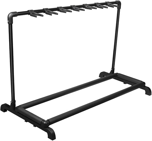 Miniatura 7 de AZOR Soporte plegable para 7 guitarras para guitarras acústicas, eléctricas y bajas, esponja de amortiguación suave que protege tus instrumentos,