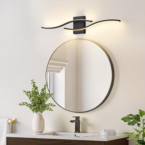Image of KARTOOSH Hardwired Black Vanity Lights for Bathroom | 1 Pack 31.5 in LED Vanity Light, 3CCT Dimmable, Waterproof Rustproof, Hardwired Wall Mount for Bathroom Mirror Sides