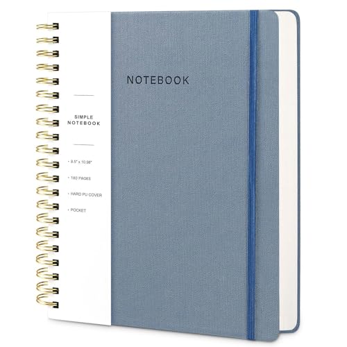 Image of Spiral Notebook - 8.5 x 10.98 Inch Large Hard Cover Notebook with Elastic Band & Pocket, 180 Pages, Lay Flat Wirebound Journal for Work, School, Planning & Note Taking ReefBlue