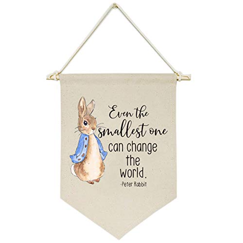 Image of Even the Smallest One Can Change the World -Canvas Hanging Flag Banner Wall Sign Decor Gift for Baby Kids Girl Boy Nursery Teen Room Front Door