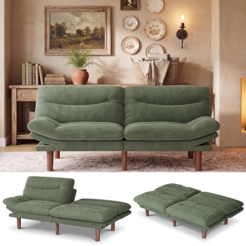 Marsail 75" Futon Sofa Bed, Futon Couch with Adjustable Backrest
