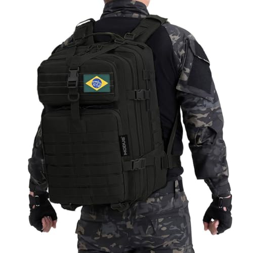 50L Mochila Masculina Reforçada, Sistema MOLLE, Grande Capacidade para Trilhas, Acampamentos, Aventura - Mochila Resistente para 3 Dias de Emergência e Atividades ao Ar Livre (Preto)